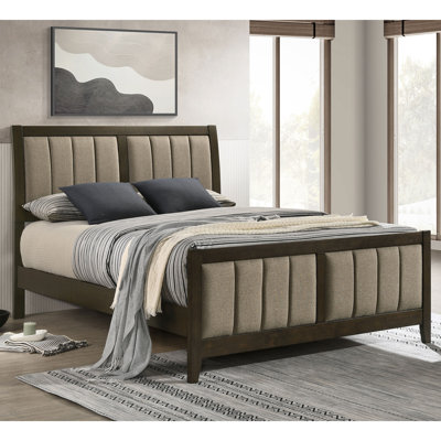 Upholstered Bed In Dark Cocoa And Brown