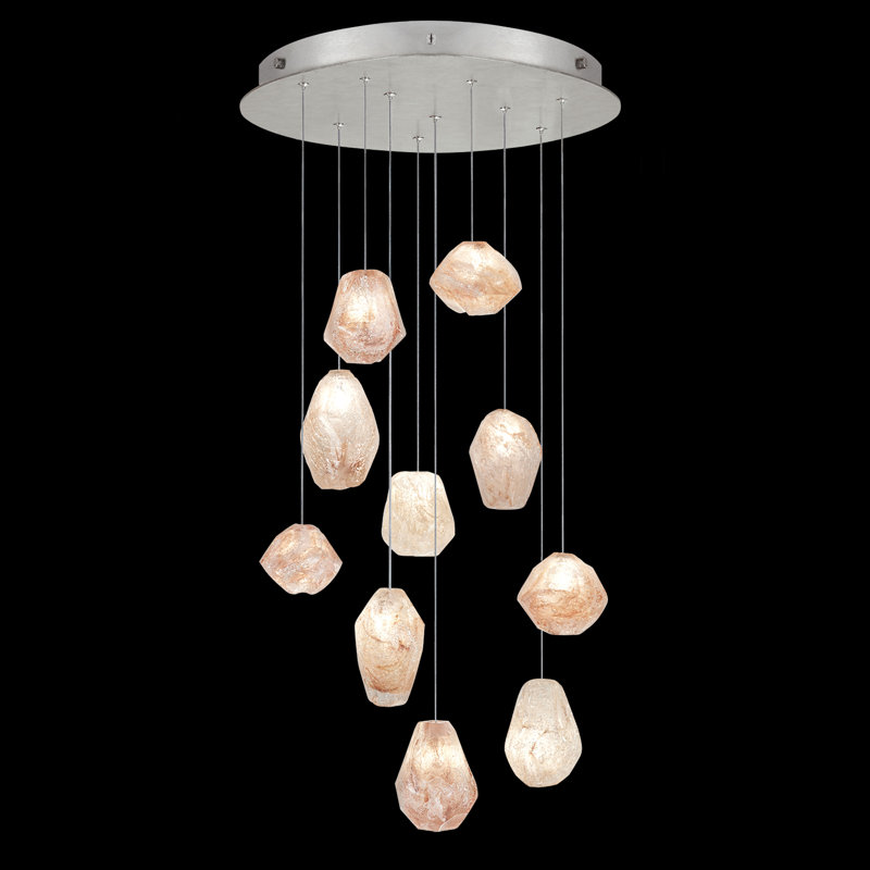 Natural Inspirations 10 - Light Pendant, 4.75" H x 22" W x 22" D, Silver/Natural Quartz, 10