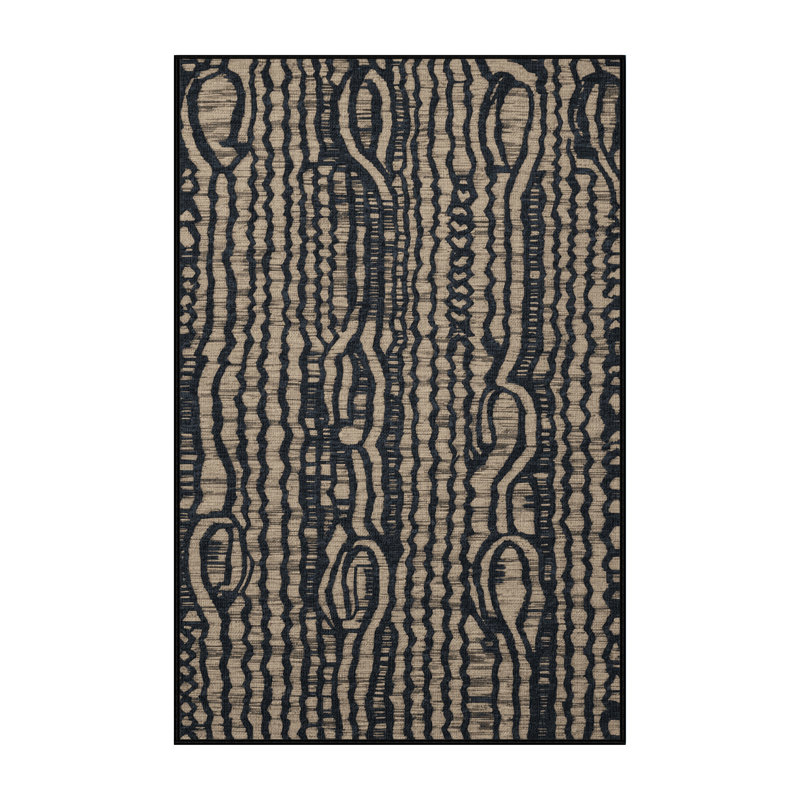 Washable Fish Hooks Hawaiian Area Rug, Rectangle 7' x 9'