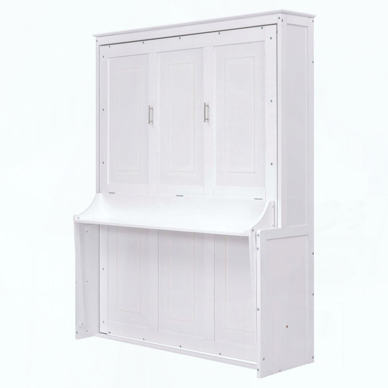 Grand lit escamotable avec tablette, Blanc