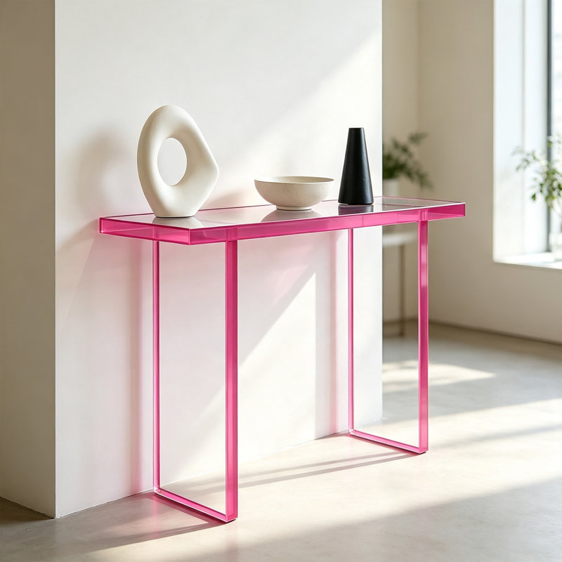 Console rectangulaire en acrylique, H 31,5 po x l 39,37 po x P 13,78 po, Magenta, Magenta, Magenta