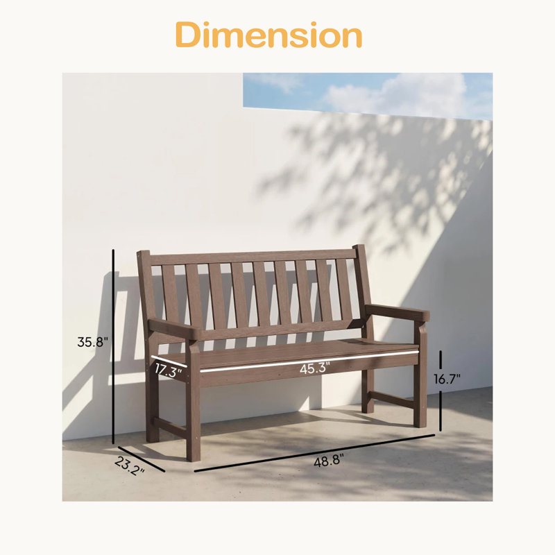 Banc de parc, banc de véranda pour 2 personnes, banc d'extérieur, siège courbé, Brun
