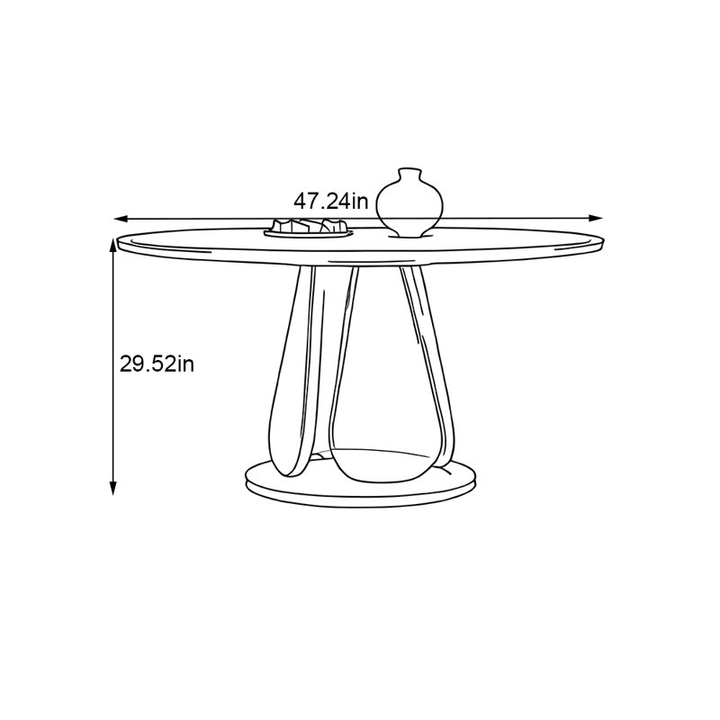 Table ronde noire en bois massif, H 29,52 po x L 47,24 po x l 47,24 po
