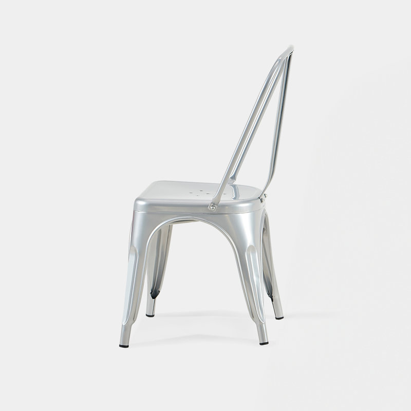 Kalya 18'' H Metal Stacking Side Chair, 2, Silver