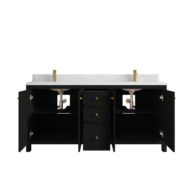 Meuble-lavabo double 72 po avec comptoir en quartz Chicago, Empira