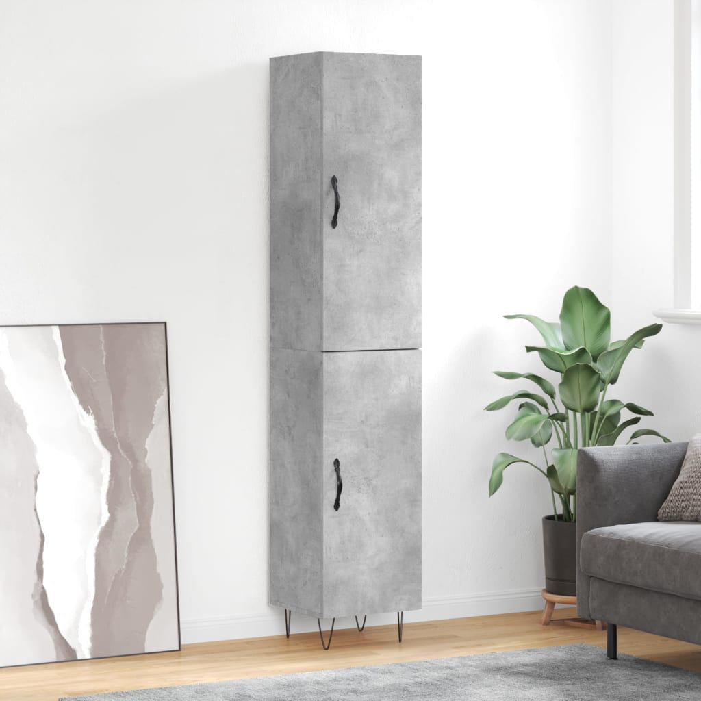 VIDAXL - Highboard - 2 Door - Concrete Grey - Metal Feet - Image 3