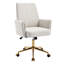 Chaise de bureau ergonomique à dossier moyen en velours côtelé avec base dorée et coussin en mousse viscoélastique-133599449-133599448