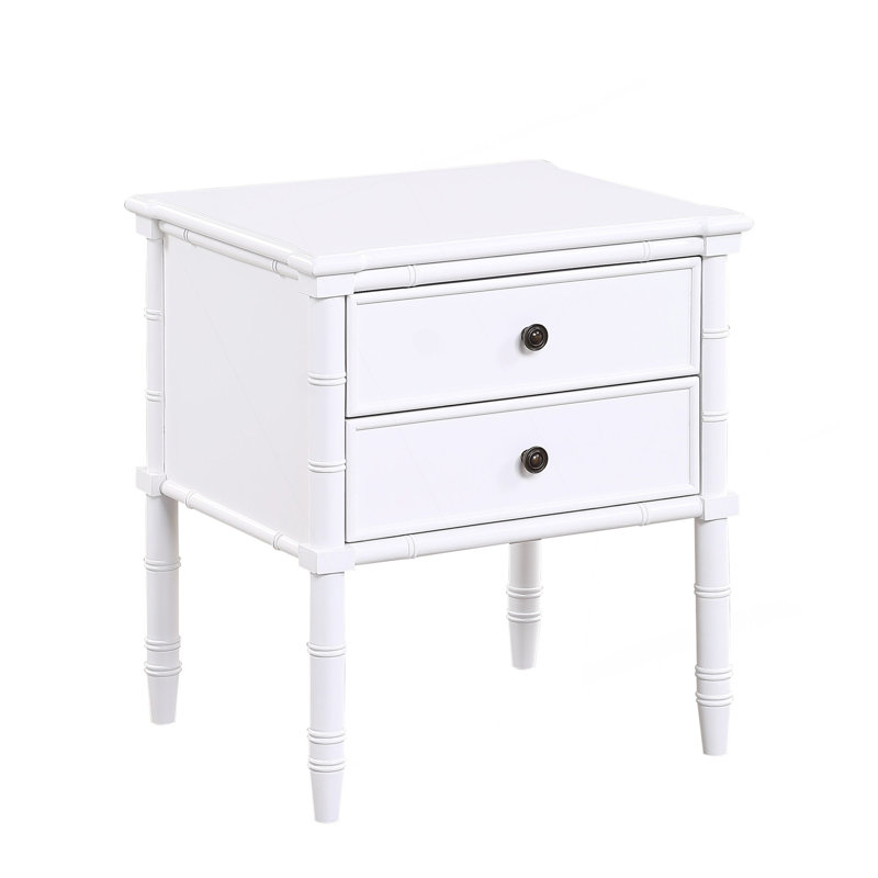 Table de chevet 2 tiroirs Emmett, Blanc