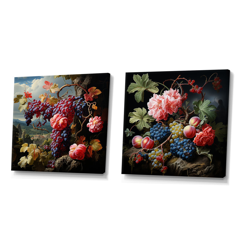 Ensemble de 2 peintures murales Renaissance I, Toile tendue, H 16 po x l 33 po x P 1 po