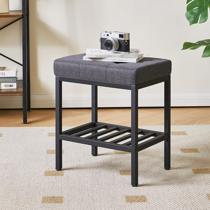 Metal Accent Stool, Dark Grey