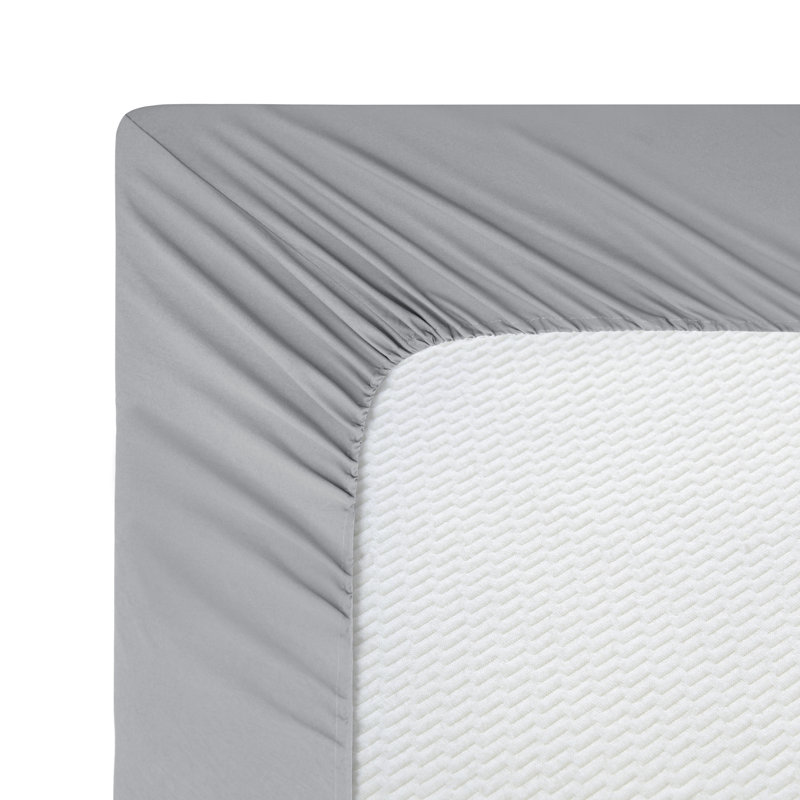 Drap-housse en rayonne de bambou toutes saisons Marina, gris, Drap-housse de taille simple