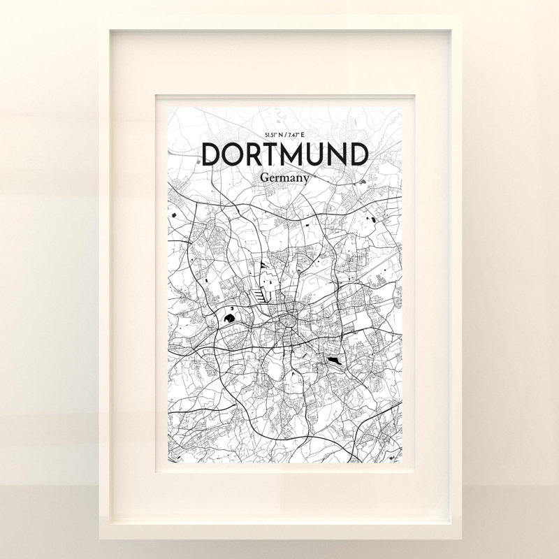 Dortmund City Map In Ink - No Frame Print, 27.6cm H x 19.7cm W x 0.05cm D