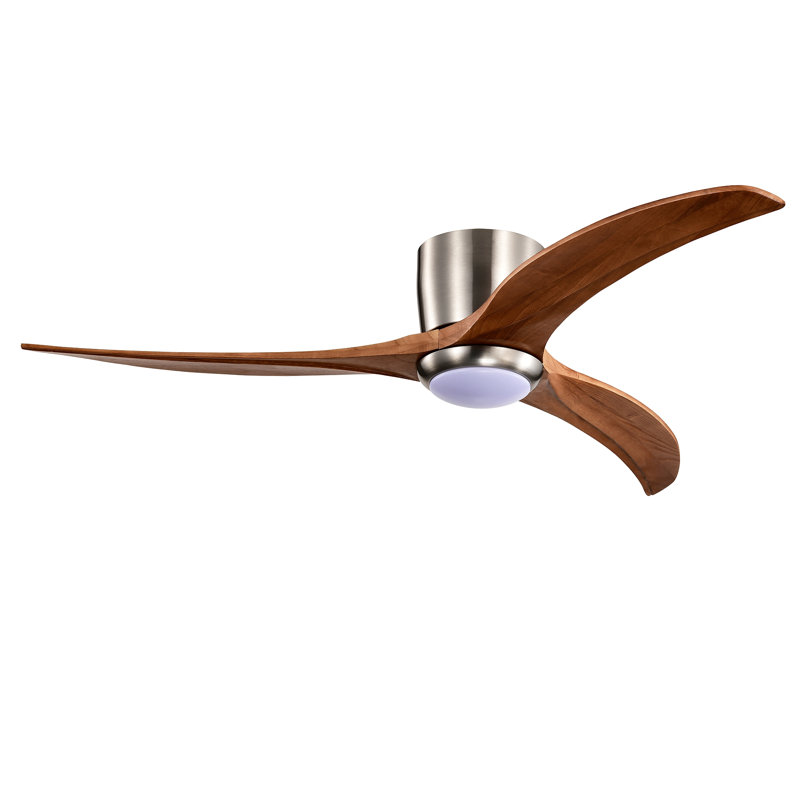 Ventilateur encastré, ventilateur de plafond à 3 pales en bois massif avec lumières à télécommande, moteur à courant continu silencieux, ventilateur de plafond réversible à 6 vitesses