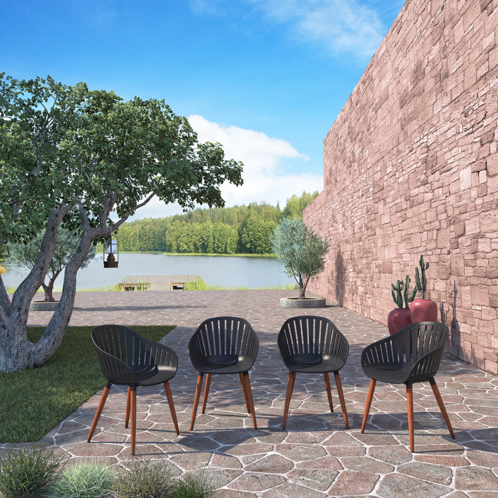 Anautica 88" Eucalyptus Patio Dining Set