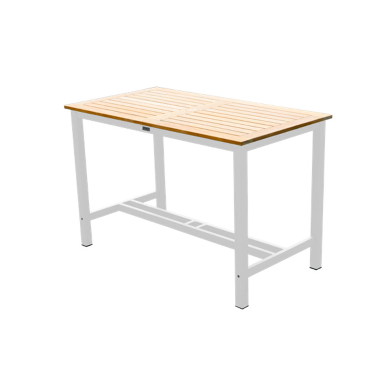 Tribeca Outdoor 5 - Piece Teak Aluminum Counter Height Narrow Bar Set, 36" H x 30" W x 56" D, White, 4