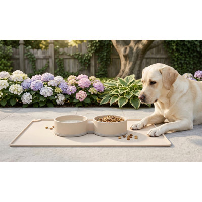 Non-Slip Waterproof Silicone Pet Feeding Mat 20"x12", Raised Edge Prevents Food & Water Spills, Dishwasher Safe & Easy Clean