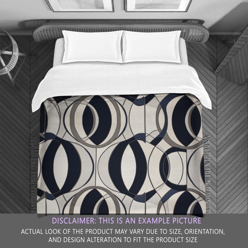 Funky Bedding, Twin Extra Long Comforter, Navy/Silver Abstract