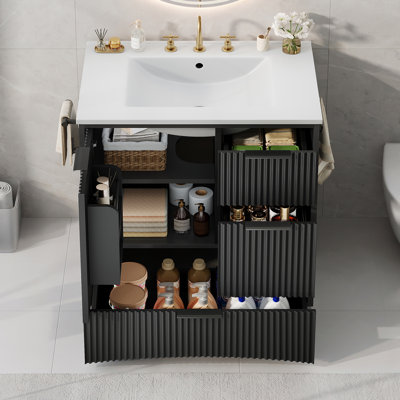 Ensemble de meuble-lavabo cannelé ANGRYWIN
