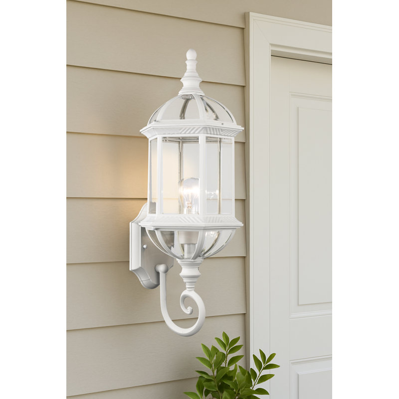 Lanterne murale d'extérieur en verre biseauté H 19 po Roscoe, Blanc