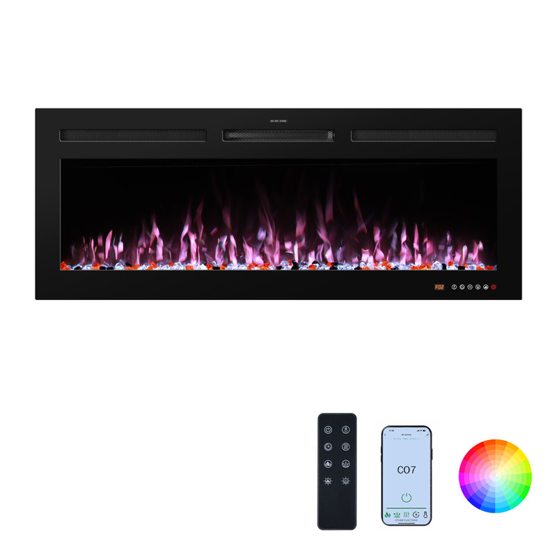Abria Smart Electric Fireplace Inserts, 17.7" H x 45" W x 5.5" D