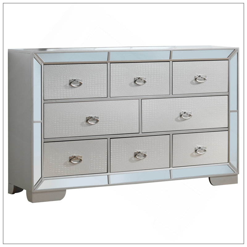 Commode de rangement élégante à champagne argenté
