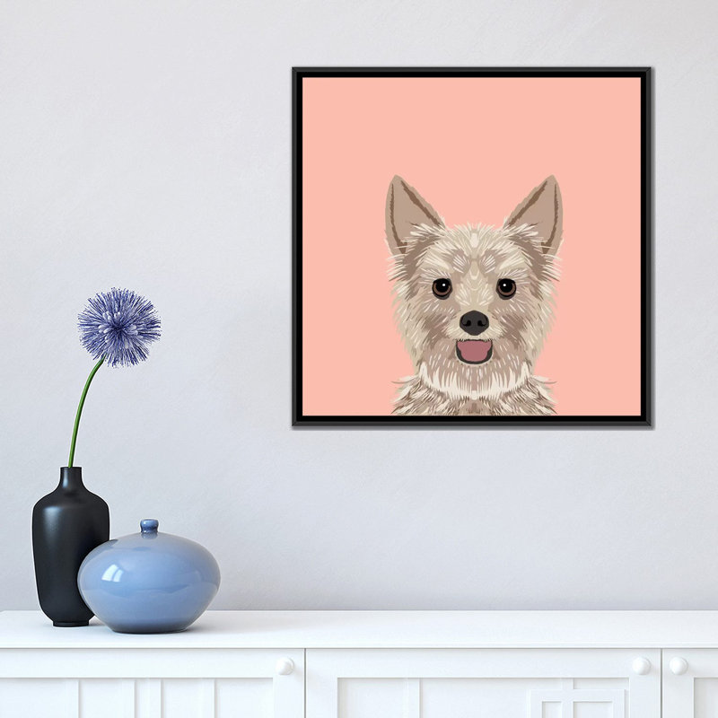 Yorkshire terrier, impression sur toile tendue, H 18 po x l 18 po x P 1,5 po, Toile avec cadre noir, Pas de tapis