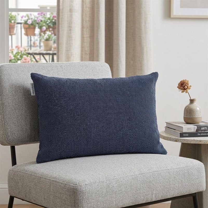 Shimmering Gray Beaded Luxury Throw Pillow, Blue