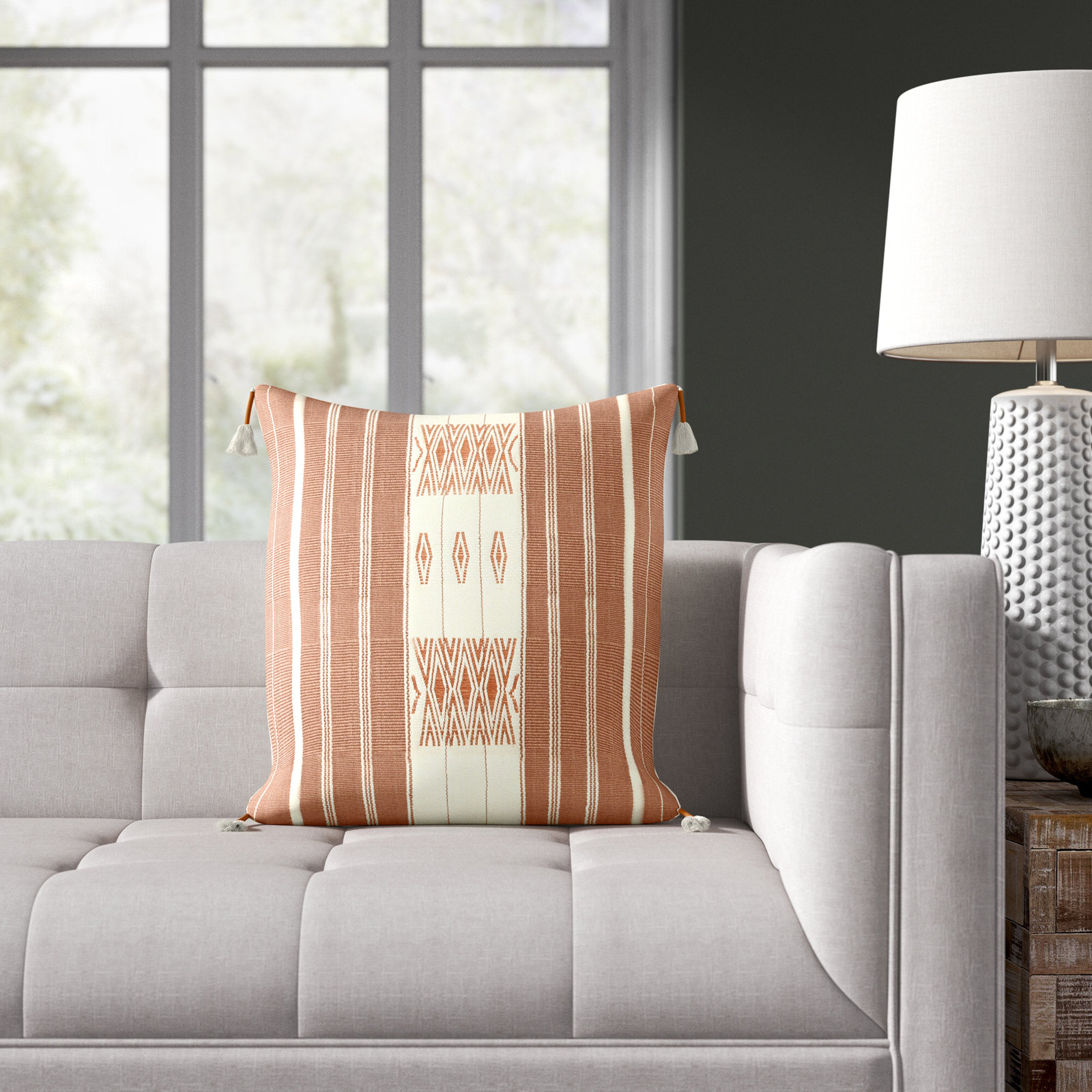 Ezri Tassels Cotton Throw Pillow, No Fill