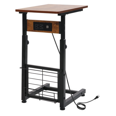 Height Adjustable Side Table With Charging