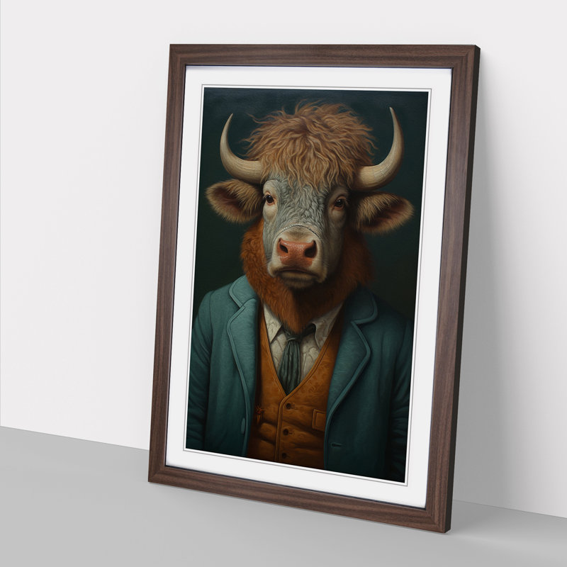 Bison Painting - Framed Print, Walnut, 64cm H x 46cm W x 2cm D