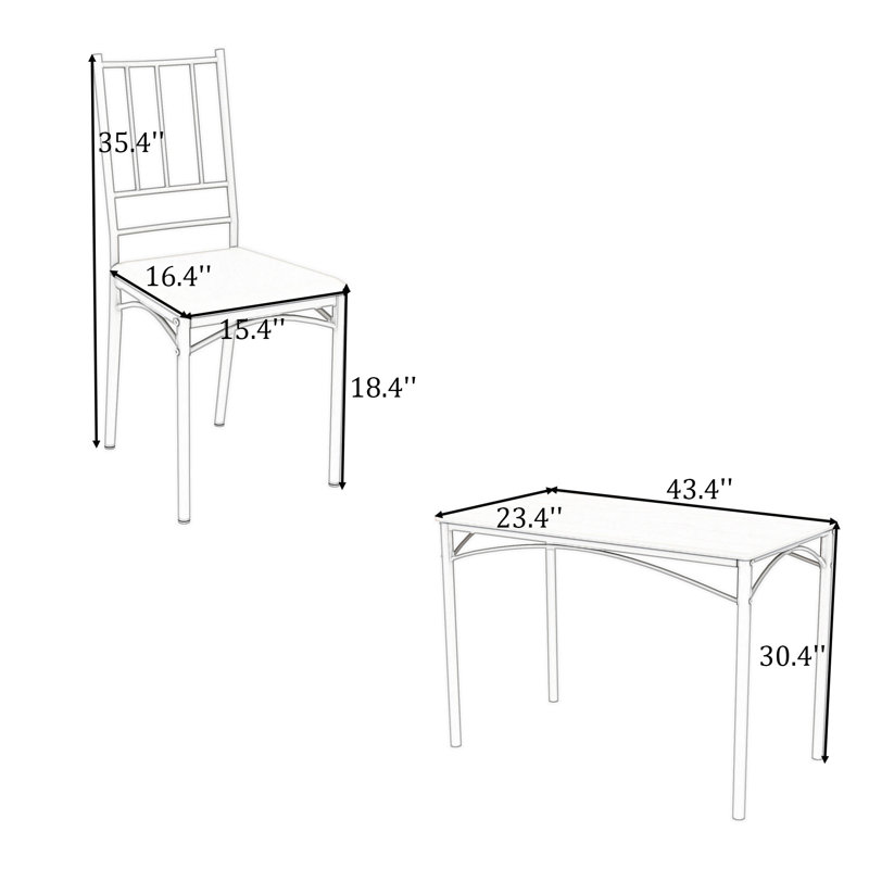 Ensemble de table de salle à manger avec 4 chaises, Noyer, Noyer, Noyer