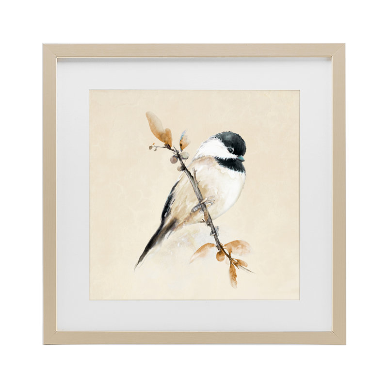 Reproduction encadrée sous verre mésange de mésanges à l'aquarelle, design par Diannart, H 13 po x l 13 po