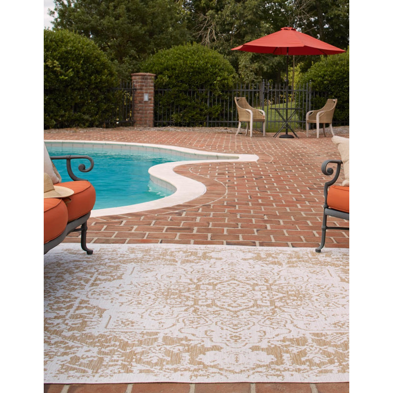 Outdoor Destiny Area Rug Brown Color, Square 13'