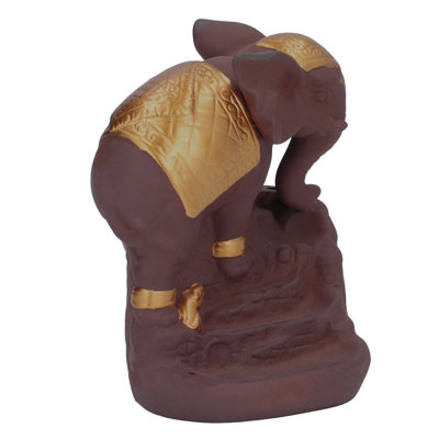 Porte-encens éléphant à cascade avec aromathérapie en céramique avec 20 cônes et 1 coussin