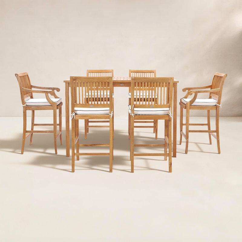 6 - Person Teak Wood Patio Dining Set with Rectangular Table