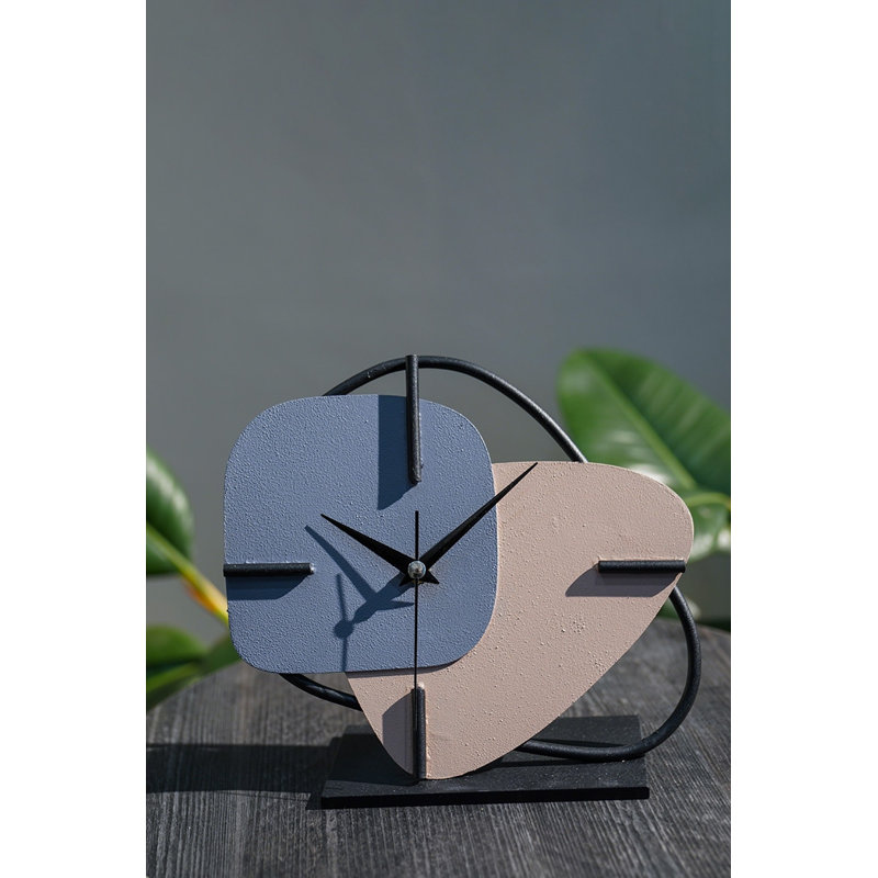 Becknell Elegant Decorative Clock, 100% Metal, 9.8 x 8.7 inches | Stylish Blue & Powder Color | 6 mm Thickness | Perfect for Living Room, Office, or Bedroom Décor | Unique Design to Enhance Your Space
