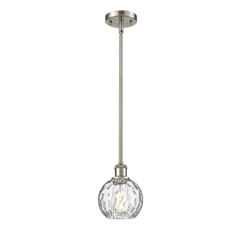 Luminaire suspendu sphérique 1 lumière Cindi, Ampoule non incluse, H 8 po x l 6 po x P 6 po, Nickel satiné brossé