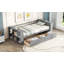 Lit de jour simple avec tablettes et tiroirs, gris