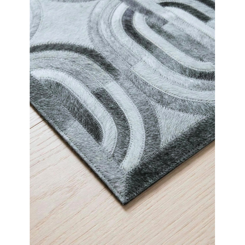 Tapis gris à motif de chaînettes ivoire Abani, 8 pi x 10 pi