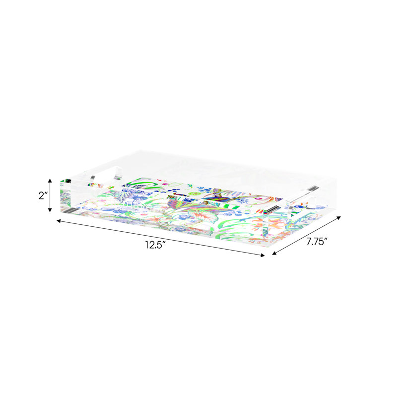 Amazonia Classic Acrylic Rectangle Decorative Tray, 12.5"W x 7.75"D x 2"H