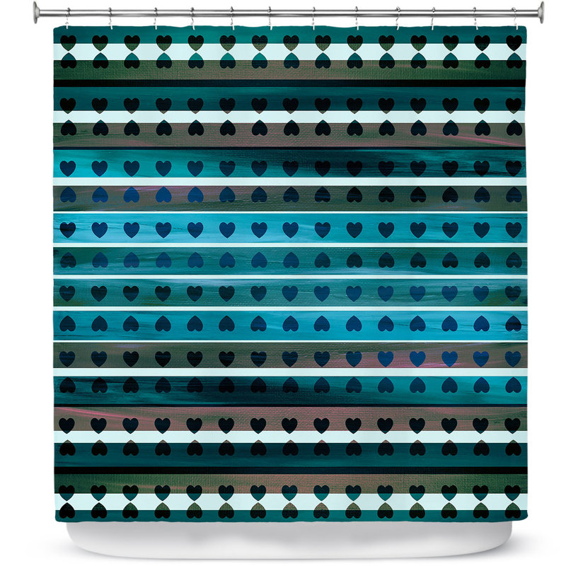 Rideau de douche simple coeur love, Bleu
