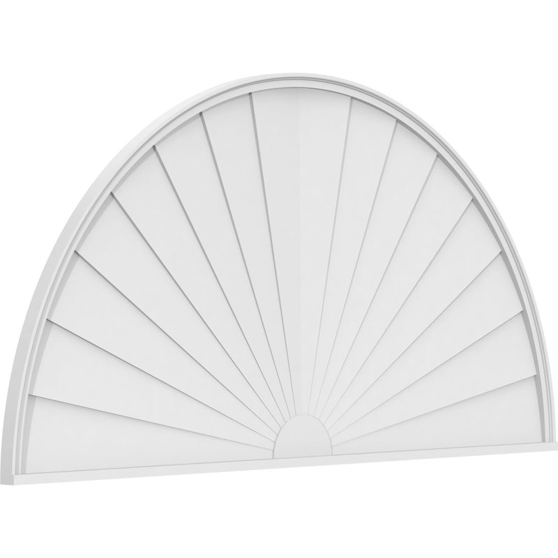 84"W x 42"H x 2"P Half Round Sunburst Architectural Grade PVC Pediment, 42" H  x 84" W  x 2" D