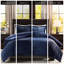 Couette King Navy à surface côtelée, revers uni, lavable à la machine, 1 et 2 taies d'oreiller assorties.