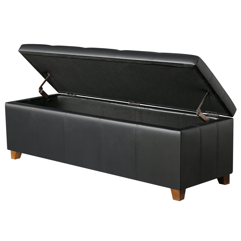 Banc de rangement avec repose-pieds 48 po, Noir