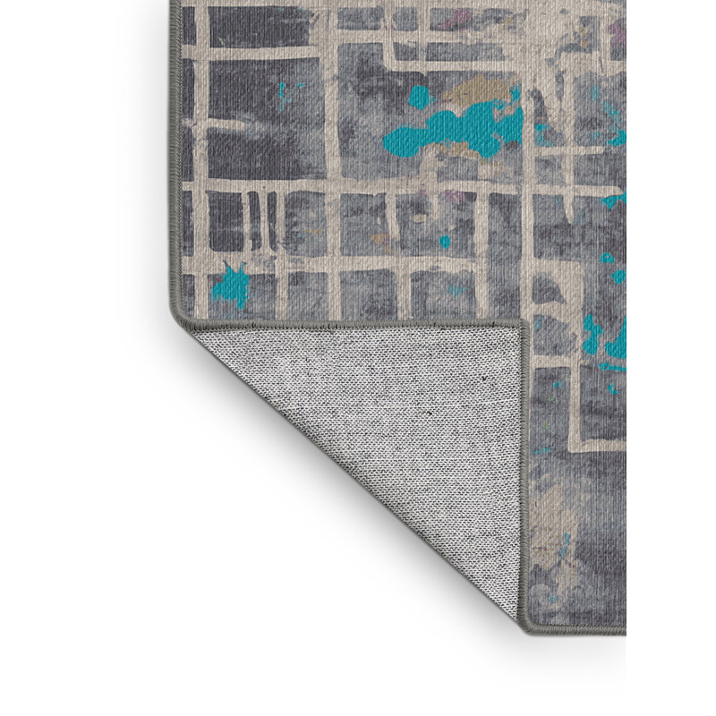 Machine Washable Gray Area Rug, Square 5'
