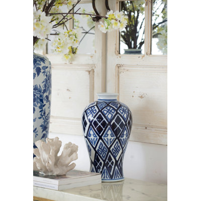 D7,8X12,8, vase Valora bleu et blanc