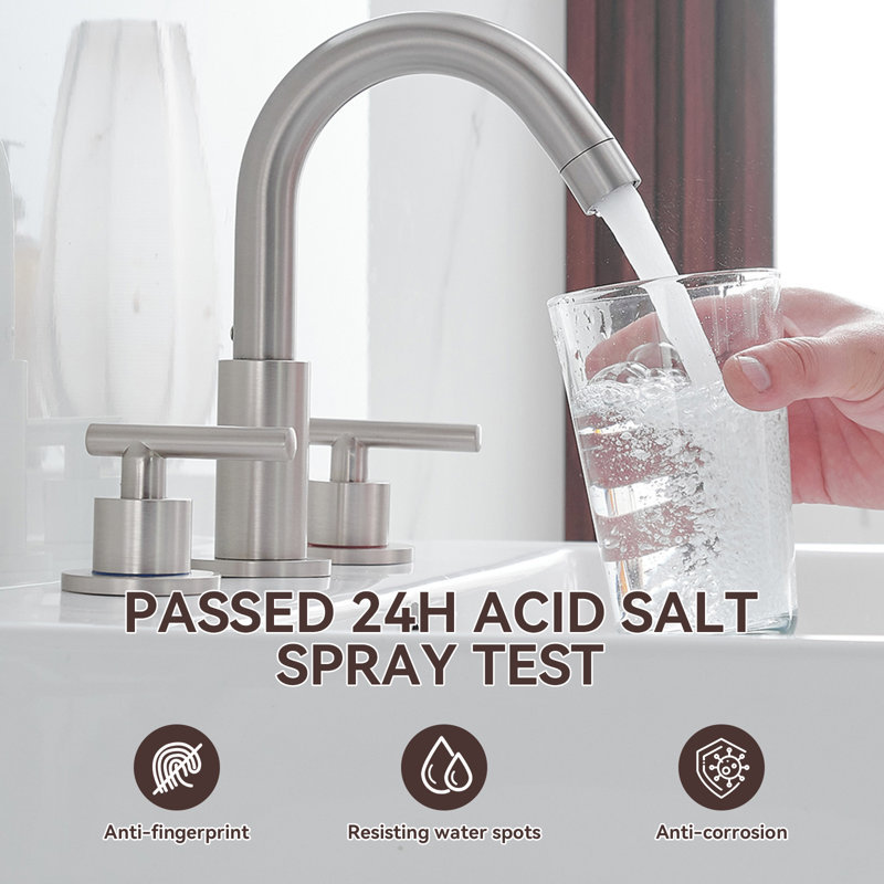 Widespread Double Handle Bathroom Faucet, Brushed Nickel