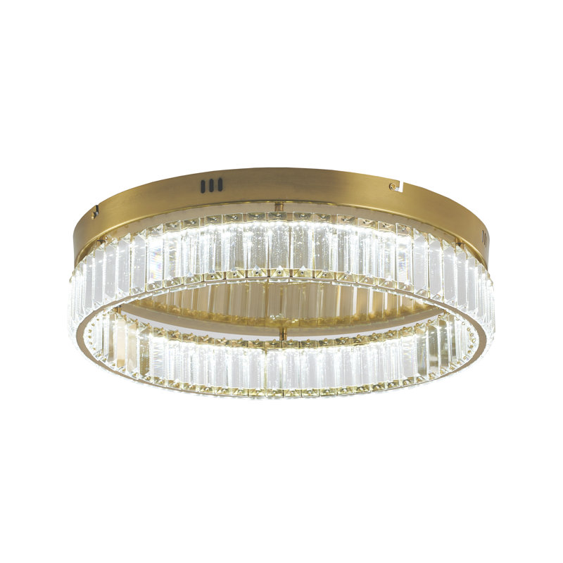 Modern LED Round Crystal Flush Mount , 4.37" H x 20" W x 20" D, Brass