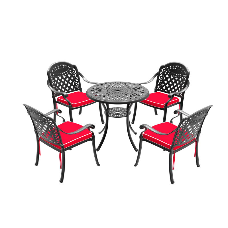 Patio Furniture In Cast Aluminum With Cozy Cushions - Rust , Seats 4 , Space Saving,, 4
