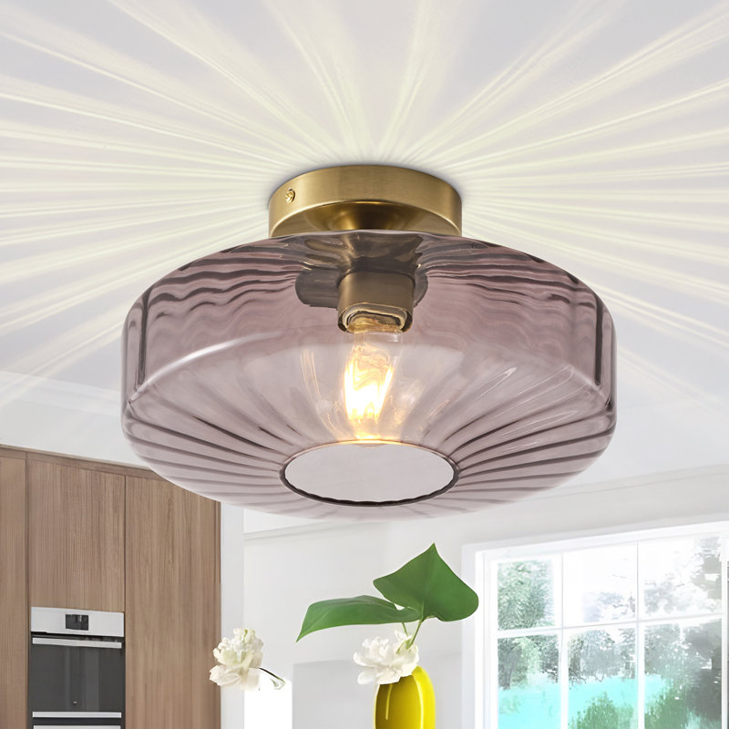 Plafonnier encastré en verre 1 lumière Virgie, Gris